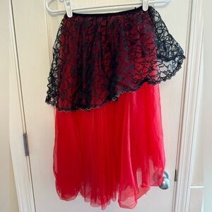 Red ballet skirt with black lace overlay. Size M.